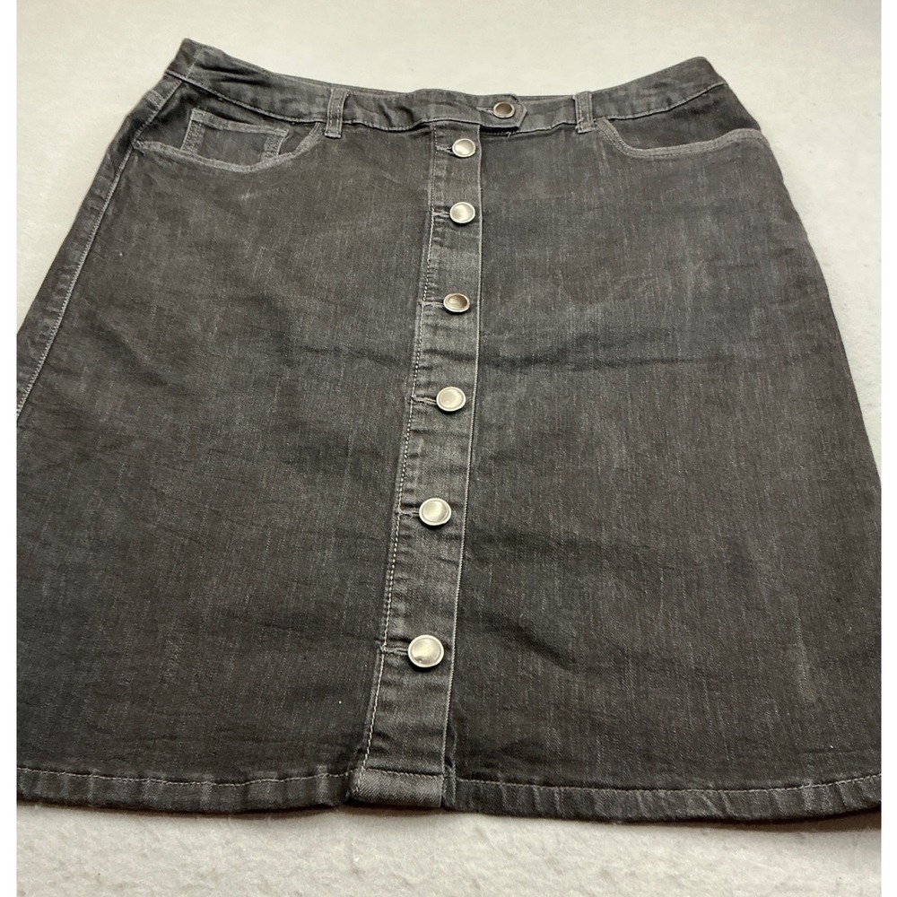 Christopher & Banks Denim Skirt Button Front Dark Wash Size 14 Casual Classic